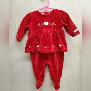 Red One Piece Footie Beary Pretty Outfit in Size 3-6 Mos.
